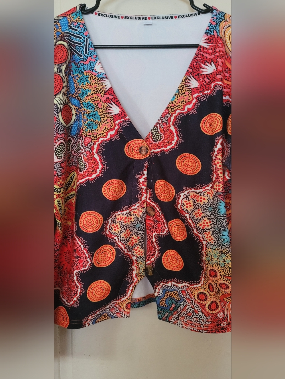Vintage 60s 70s Wells Exclusive Vest | Aboriginal Dot Art Print | Statement Boho